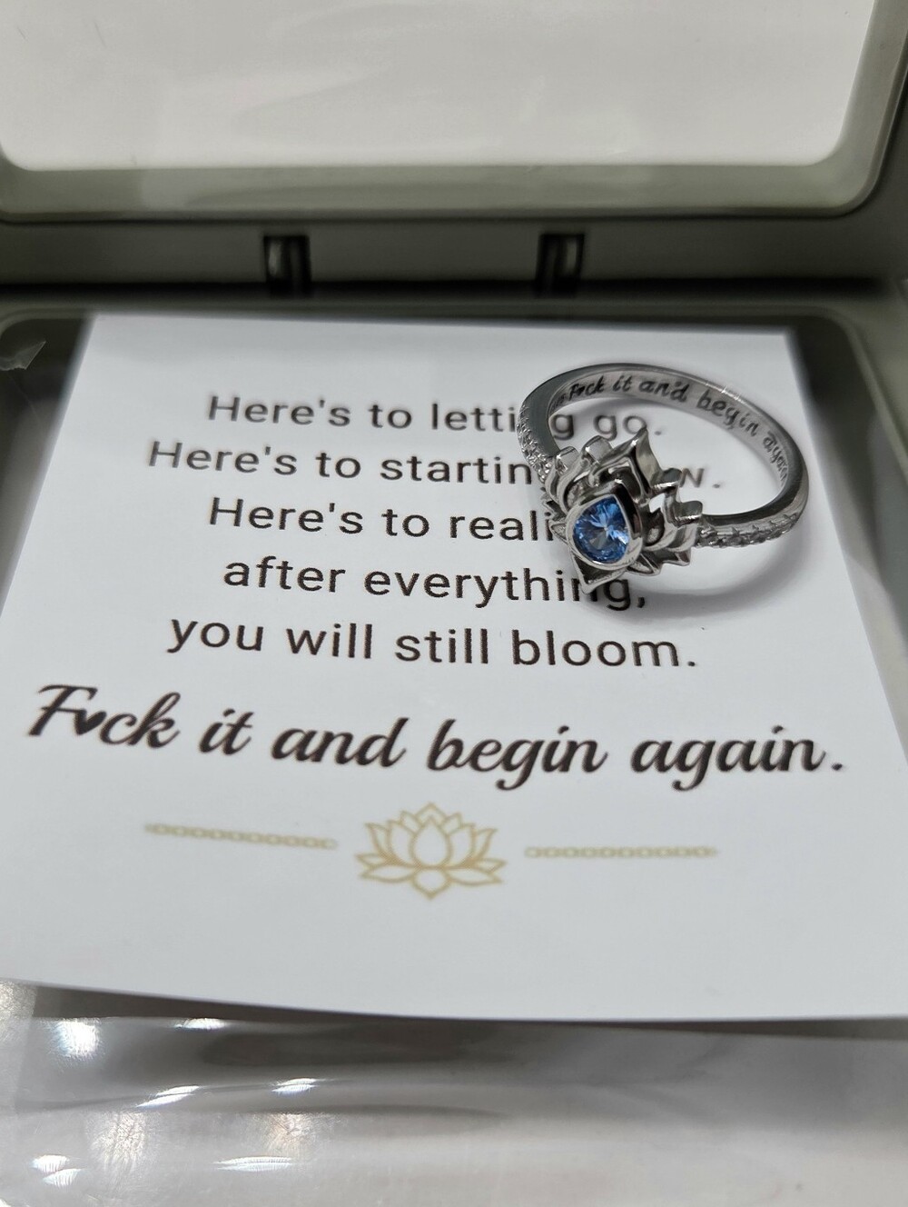 NWT 37° INC Sterling Silver Lotus Ring - F* It & Begin Again [Size 8]